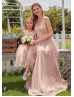 Blush Satin Tulle Sequin Appliques Flower Girl Dress Photoshoot Dress